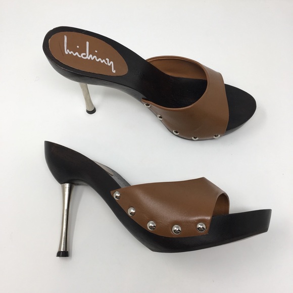 Luichiny Shoes - Luichiny Brown Wood and Metal Clog Style Heel 8